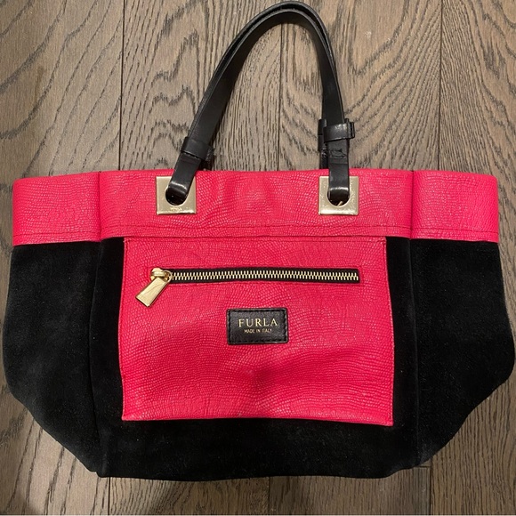 Furla black and hot pink bag - Picture 1 of 5